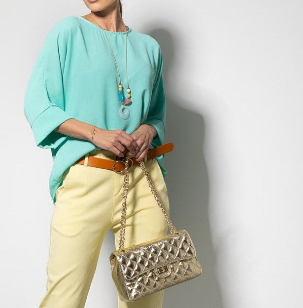 Blusa oversize turquesa + collar