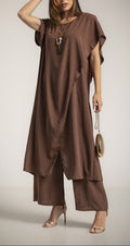 Conjunto casaca cruzada marrón