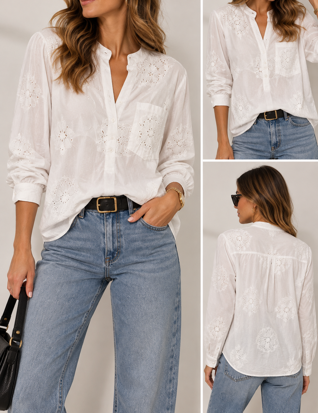 Camisa flor bordada