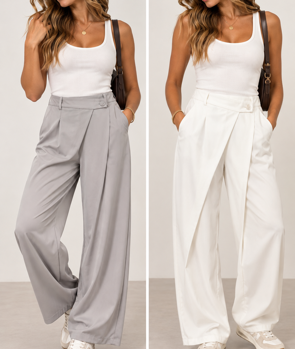 Pantalón pinza capa cruzada