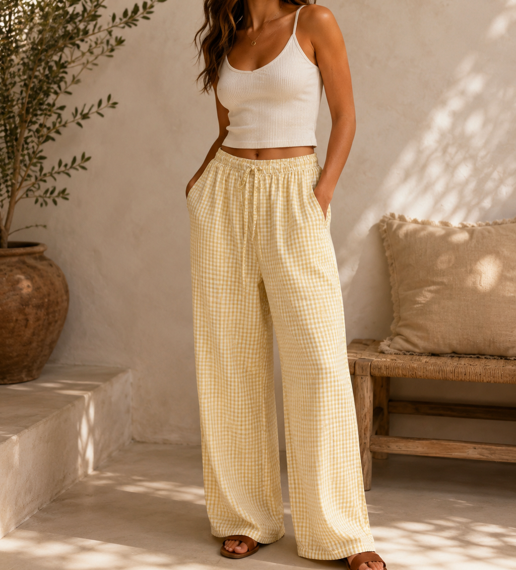 Pantalón vichy bajo ancho