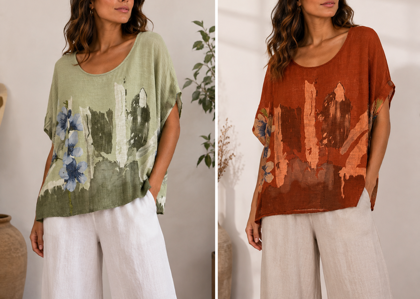 Blusa efecto lino