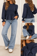 Blusa volante azul marino