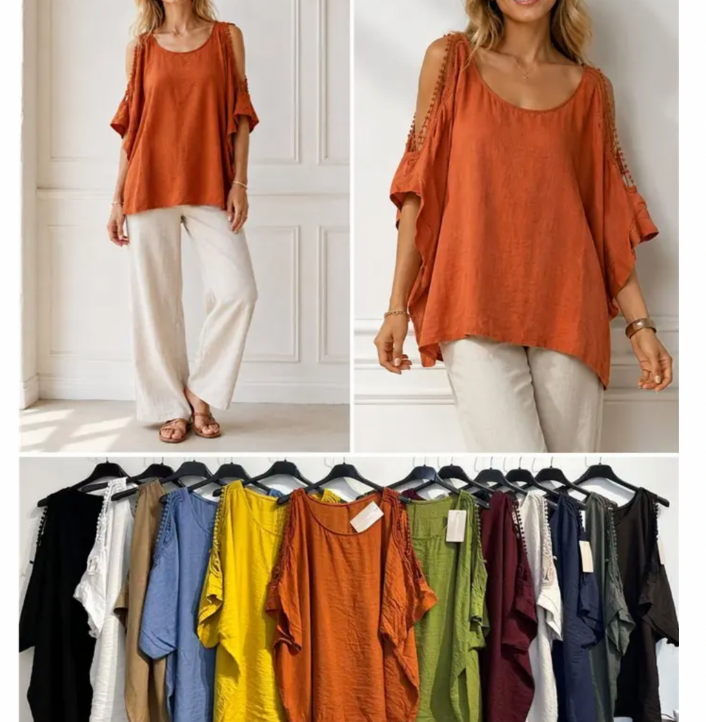 Blusa talla grande con detalle crochet