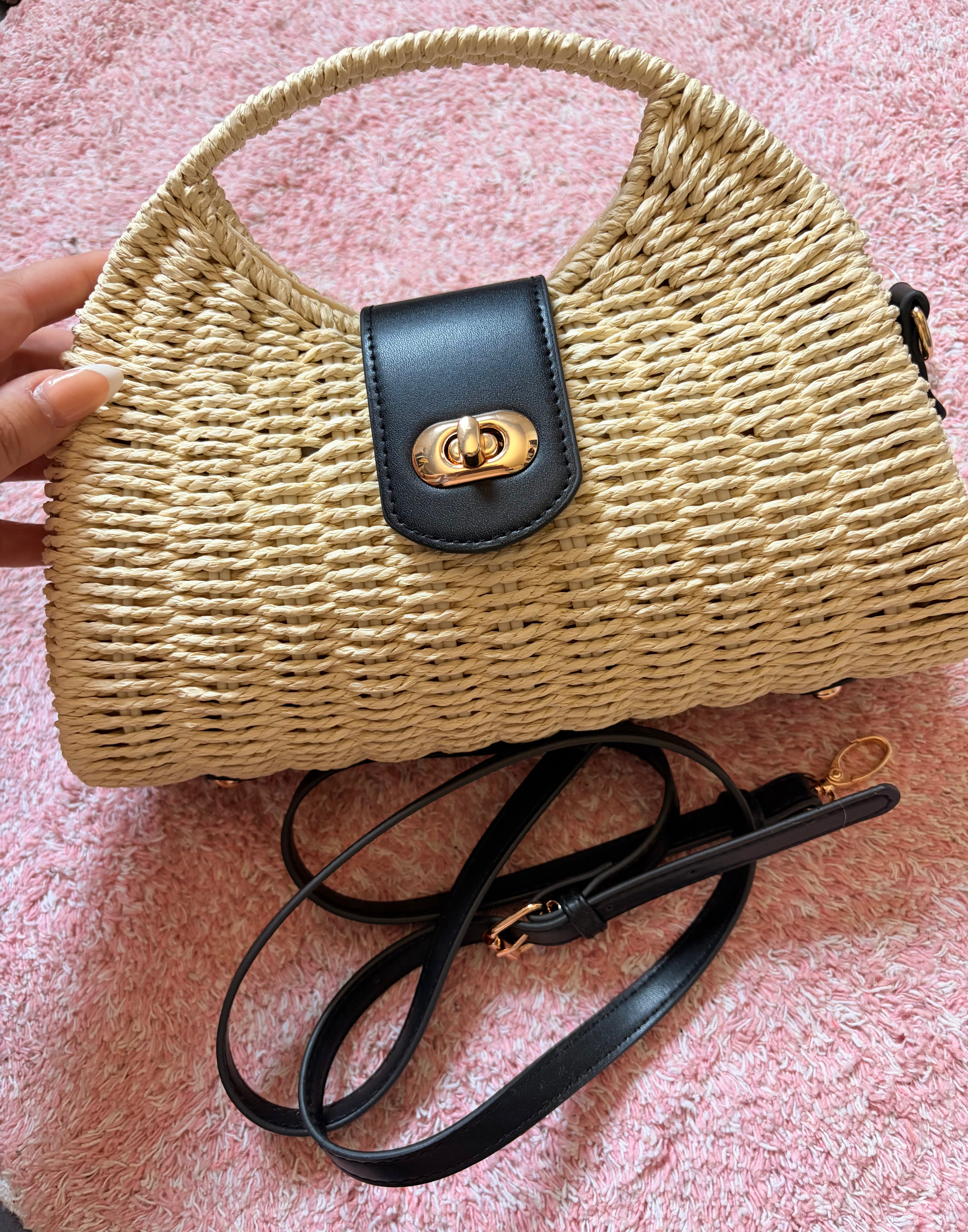 Bolso mimbre oscuro
