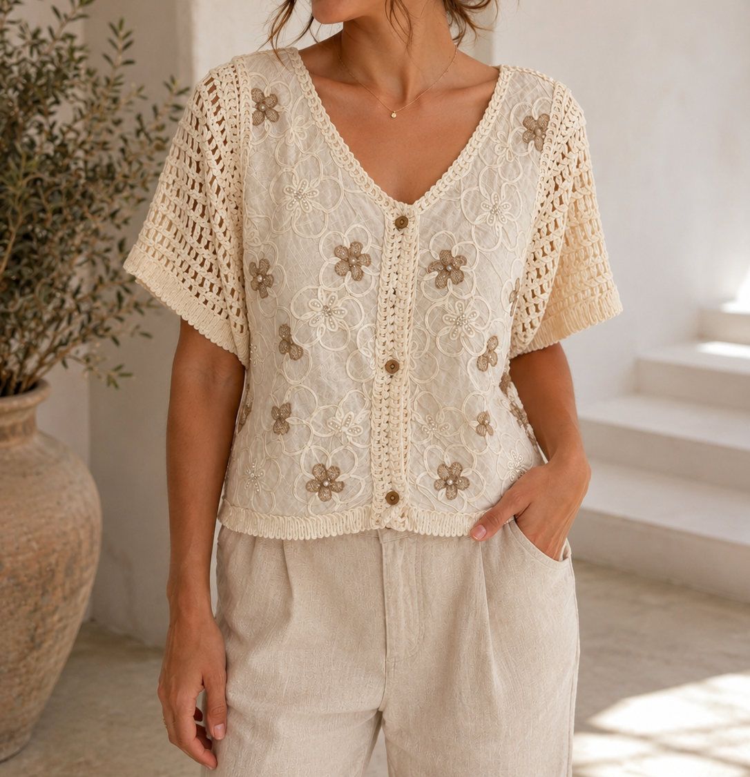 Jersey boho bordado